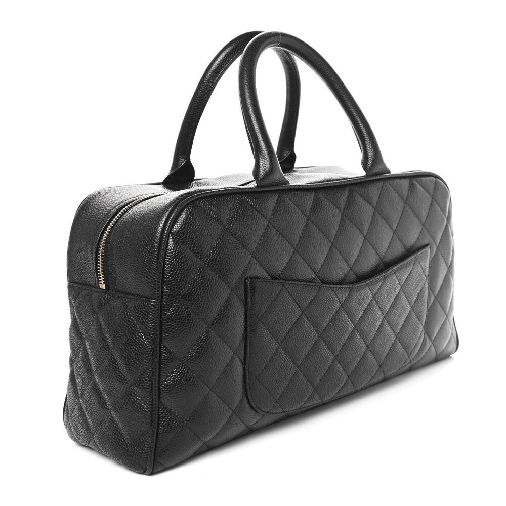 CHANEL Classic Caviar CC Quilted Large Travel Bowler Duffle Bag Purse - Picture 2 of 13